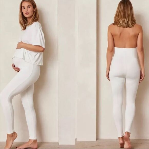 Bumpsuit Legging Maternity Pant Size Small Ivory NEW - Picture 1 of 12